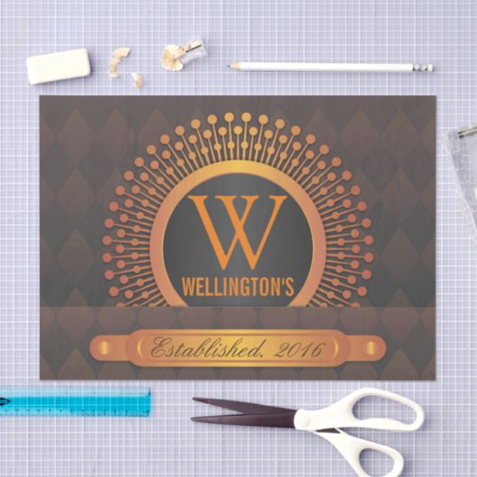 Modern Preppy Persoonlijke Monogram Familienaam Tissuepapier (Craft)