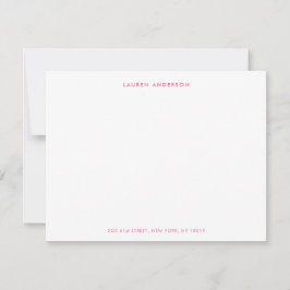 Modern Preppy Pink Personalized Flat Notitiekaartje