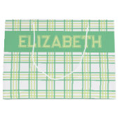 Modern Preppy Plaid Green Lime Pattern Groot Cadeauzakje (Voorkant)