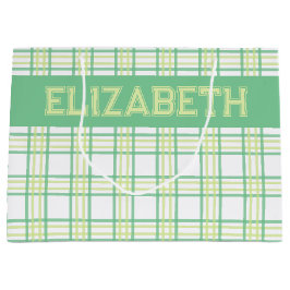 Modern Preppy Plaid Green Lime Pattern Groot Cadeauzakje
