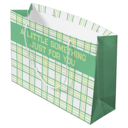 Modern Preppy Plaid Green Lime Pattern Groot Cadeauzakje (Achterkant Gekanteld)