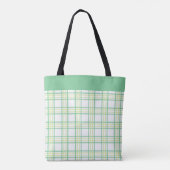 Modern Preppy Plaid Green Lime Pattern Tote Bag (Achterkant)