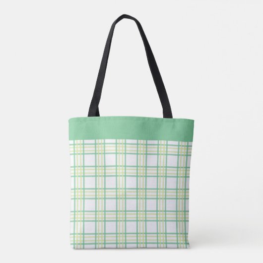 Modern Preppy Plaid Green Lime Pattern Tote Bag (Achterkant)