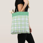 Modern Preppy Plaid Green Lime Pattern Tote Bag (Dichtbij)