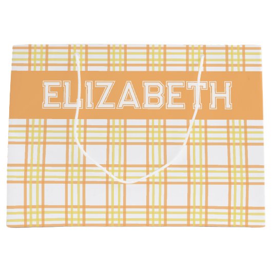 Modern Preppy Plaid Orange Yellow Pattern Groot Cadeauzakje (Voorkant)