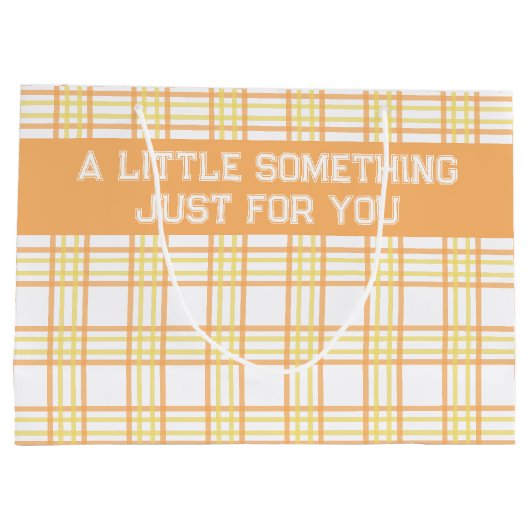 Modern Preppy Plaid Orange Yellow Pattern Groot Cadeauzakje (Achterkant)