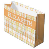 Modern Preppy Plaid Orange Yellow Pattern Groot Cadeauzakje (Voorkant Gekanteld)