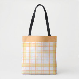 Modern Preppy Plaid Orange Yellow Pattern Tote Bag
