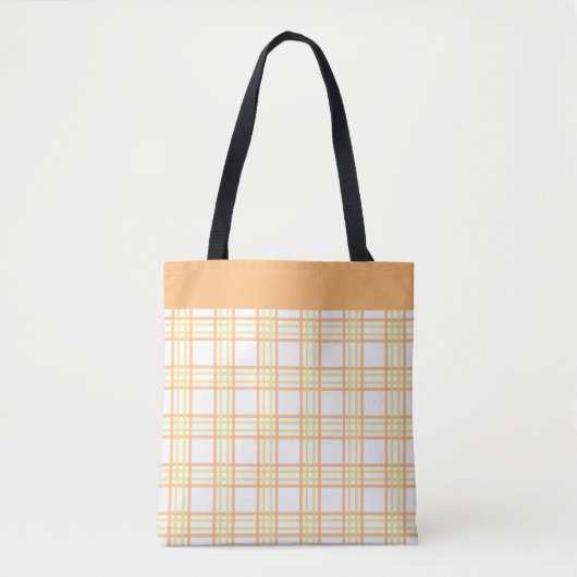 Modern Preppy Plaid Orange Yellow Pattern Tote Bag (Voorkant)