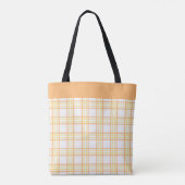 Modern Preppy Plaid Orange Yellow Pattern Tote Bag (Achterkant)