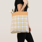 Modern Preppy Plaid Orange Yellow Pattern Tote Bag (Dichtbij)