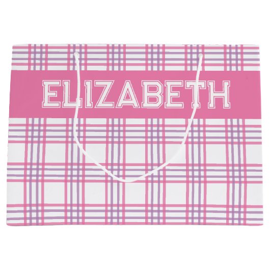 Modern Preppy Plaid Pink Purple Pattern Groot Cadeauzakje (Voorkant)