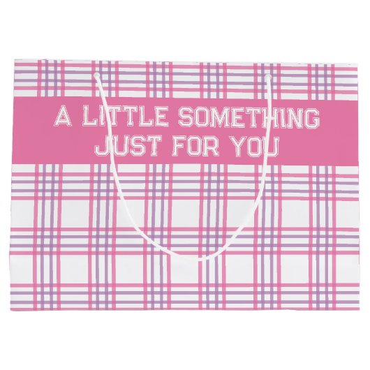 Modern Preppy Plaid Pink Purple Pattern Groot Cadeauzakje (Achterkant)