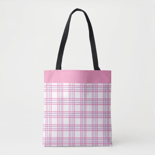 Modern Preppy Plaid Pink Purple Pattern Tote Bag (Voorkant)