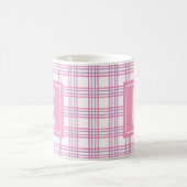 Modern Preppy Plaid Pink Purple Varsity Monogram Koffiemok (Center)