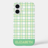 Modern Preppy Plaid Varsity Font Green Lime Case-Mate iPhone Case (Achterkant)