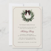 Modern Preppy Plaid Wreath Christmas Party Kaart (Voorkant)