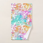 Modern Preppy Roze Blauw Tropisch Bad Handdoek (Handdoek)