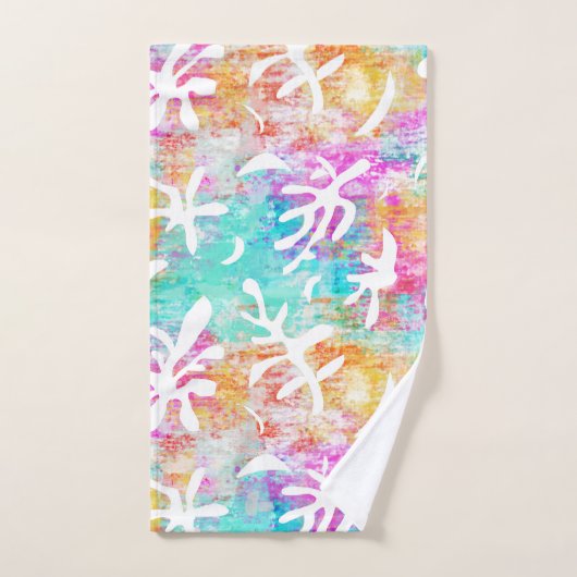 Modern Preppy Roze Blauw Tropisch Bad Handdoek (Handdoek)