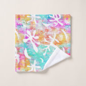 Modern Preppy Roze Blauw Tropisch Bad Handdoek (Wasdoekje)