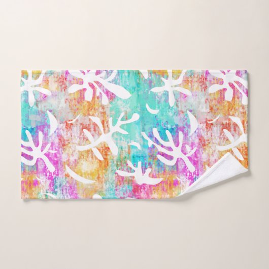 Modern Preppy Roze Blauw Tropisch Bad Handdoek (Handdoek)