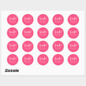 Modern Preppy Script Hot Pink Afstuderen Dank u Ronde Sticker (Vel)
