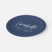Modern Preppy Script Navy Afstuderen Papieren Bordje (Gekanteld)