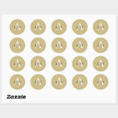 Modern Preppy Tan Monogram Naam + Initiaal Ronde Sticker (Vel)