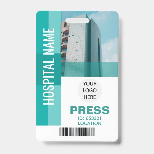 Modern Press Bar Code, Logo ID Badge (Voorkant)
