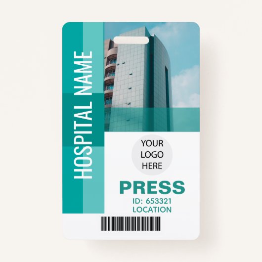 Modern Press Bar Code, Logo ID Badge (Voorkant)