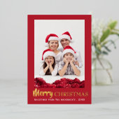 Modern Prettig Kerst Foto Folie Feestdagenkaart (Staand Voorkant)