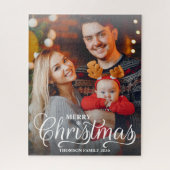 Modern Prettig Kerst Wit Script Overlay Foto Legpuzzel (Verticaal)