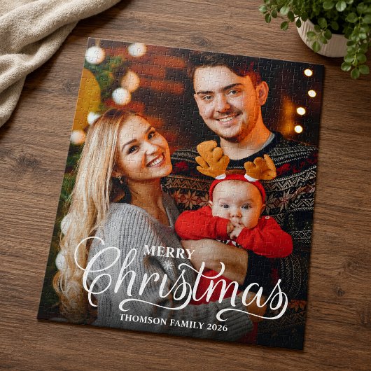 Modern Prettig Kerst Wit Script Overlay Foto Legpuzzel