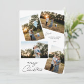 Modern prettig kerstfeest 4 foto ontwerp feestdagenkaart (Staand voorkant)
