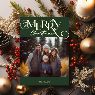 Modern Prettig Kerstfeest Groen Kerst Plaid Minima Folie Feestdagen Briefkaart