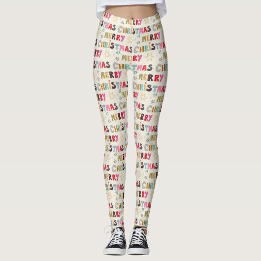 Modern Prettig Kerstfeest Leggings (Voorkant)
