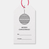 Modern Prettig Kerstfeest met Kerstbal Cadeaulabel (Voorkant)