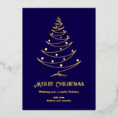 Modern Prettig Kerstfeest Navy Blauw Goud  Folie Feestdagenkaart (Voorkant)