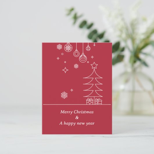 Modern Prettig Kerstfeest Rood Wit Feestdagenkaart (Staand voorkant)