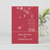 Modern Prettig Kerstfeest Rood Wit Feestdagenkaart (Staand voorkant)