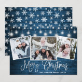 Modern Prettig Kerstfeest Rustiek 3 FOTO Kaart (Voorkant / Achterkant)