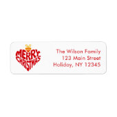 Modern Prettig Kerstmis Rood Retro Hart Retour Etiket (Voorkant)
