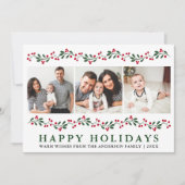 Modern Prettige feestdagen Berries Greenery 3 Foto Feestdagenkaart (Voorkant)