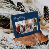 Modern Prettige feestdagen | Blue Folded Three-Pho