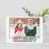 Modern Prettige feestdagen foto Feestdagenkaart (Staand voorkant)