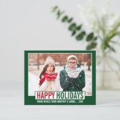 Modern Prettige feestdagen Foto Groen Briefkaart (Staand voorkant)
