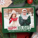 Modern Prettige feestdagen Foto Groen Briefkaart<br><div class="desc">Modern Prettige feestdagen Foto Red en Green Holiday Briefkaart</div>