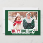 Modern Prettige feestdagen Foto Groen Feestdagenkaart (Voorkant)