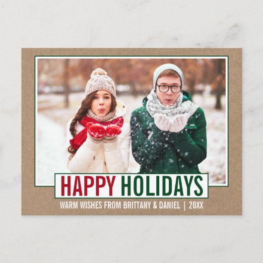 Modern Prettige feestdagen Foto Kraft Briefkaart (Voorkant)