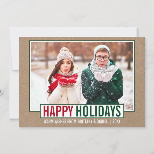 Modern Prettige feestdagen Foto Kraft Feestdagenkaart (Voorkant)